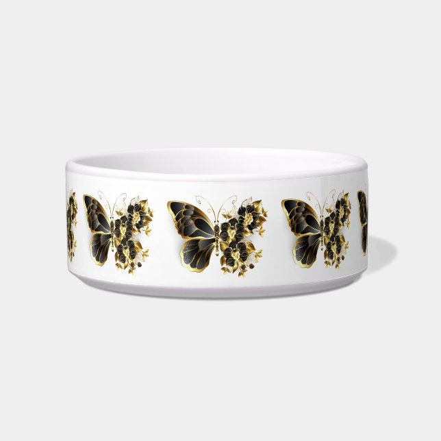 Écuelle Gold flower Butterfly with Black Orchid (Devant)