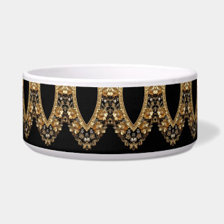 Écuelle Golden Ornate Flowers Ceramic Pet Bowl