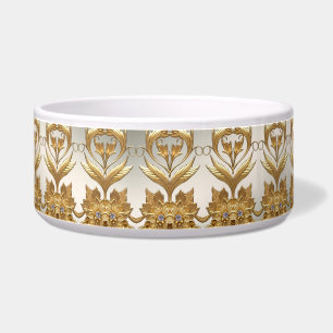 Écuelle Golden Wavy Feuille Floral Ceramic Pet Bowl