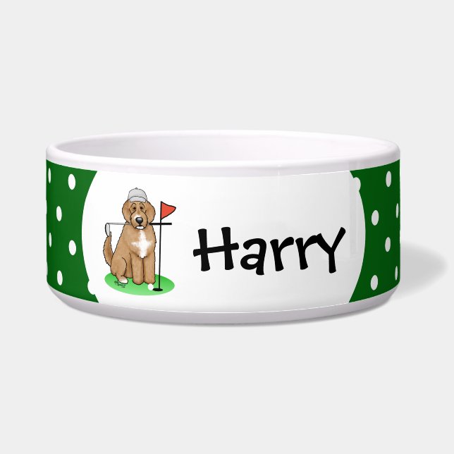 Écuelle Goldendoodle Chien Jouer Golf (rouge whmk2) Plaisi (Devant)