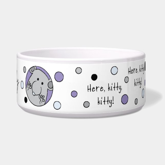 Écuelle Grand bol bleu pour animaux "Ici, Kitty, Kitty !" (Droite)