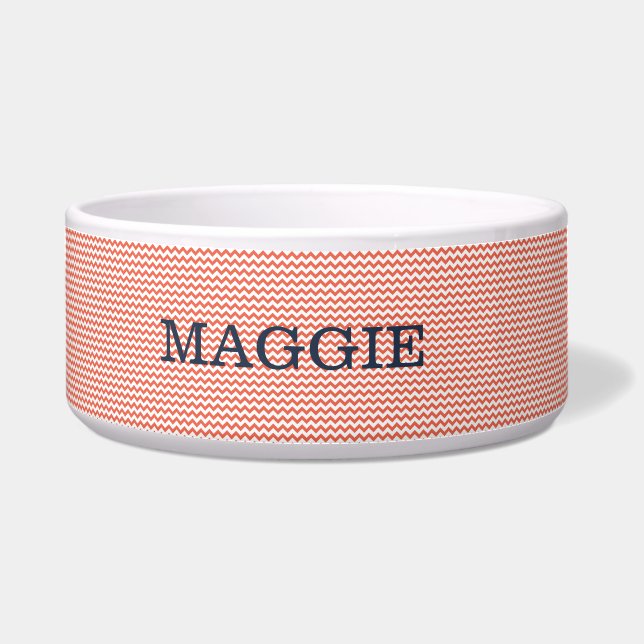 Écuelle Grand bol de chien du chevron rouge clair (Devant)