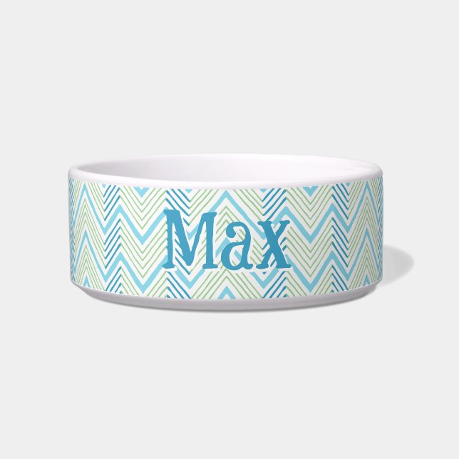 Écuelle Grand Chevron Zag en vert et aquarelle (Devant)