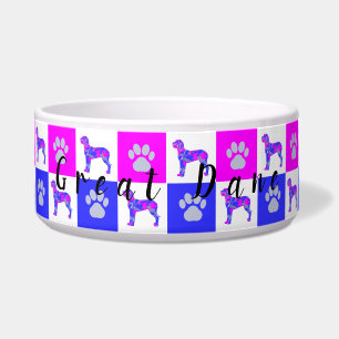 Écuelle Grand chien Danois & Paw Hot Rose & Blue