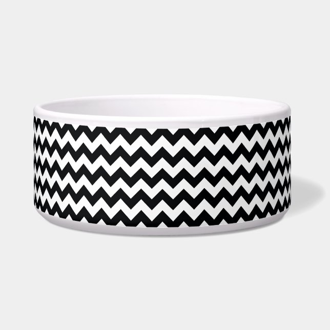 Écuelle Gras noir et blanc Chevron Zig Zag Motif (Devant)