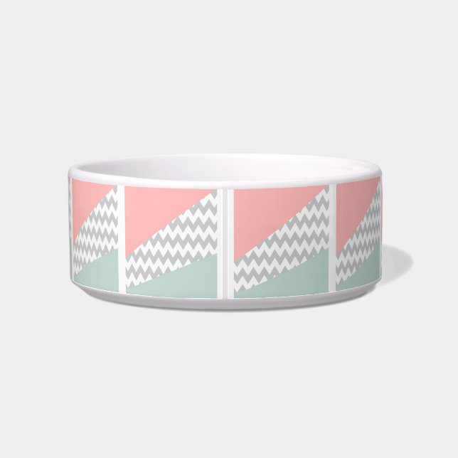 Écuelle Gray Chevron Mint et Coral (Dos)