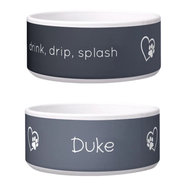 Écuelle Gray 'drink drip splash' Dog Name Bowl (Créateur téléchargé)
