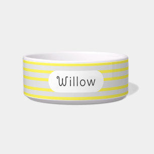 Écuelle Gray personnalisé & Bright Yellow Stripe Pet Bowl