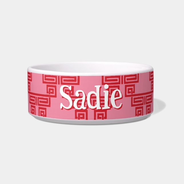 Écuelle Greek Key Meander Tier in Pink and Red (Devant)