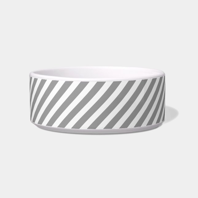 Écuelle Gris et blanc Gris Monogramme Petit bol de chien (Droite)