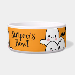Écuelle Happy Halloween Personnaliser PET NAME Ghosts Bat