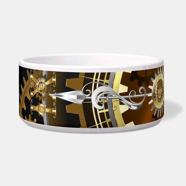 Écuelle Horloge Steampunk avec des engrenages anciens (Devant)