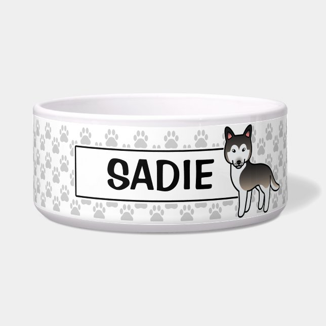 Écuelle Husky Sibérien de dessin animé Gris Loup (Devant)