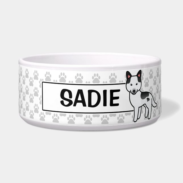 Écuelle Husky sibérien pie noir dessin animé (Devant)