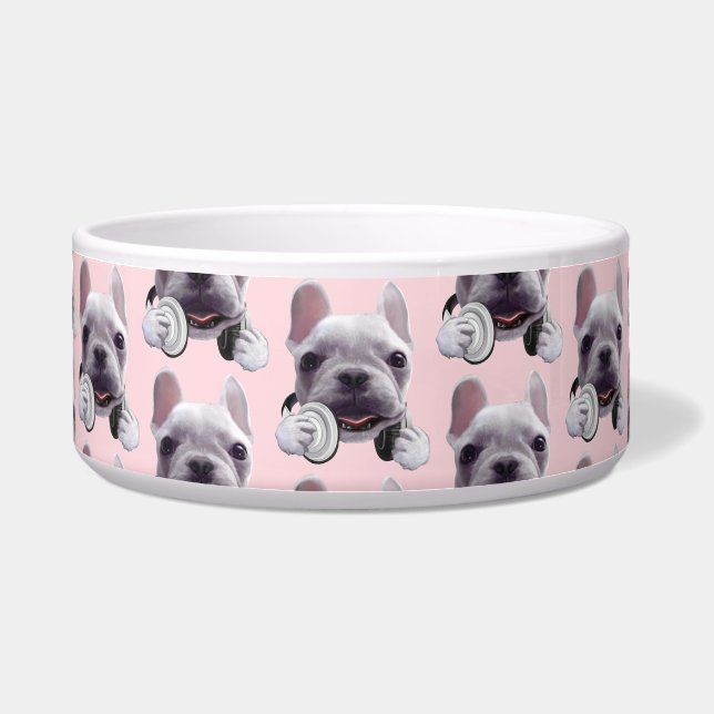 Écuelle Illustration de Bouledogue Français avec Casque Au (Devant)