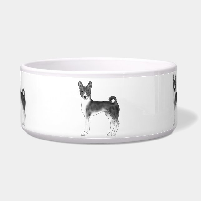 Écuelle Illustration de chien Basenji mignon en noir et bl (Devant)