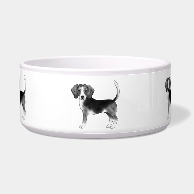 Écuelle Illustration de chien Beagle mignon en noir et bla (Devant)