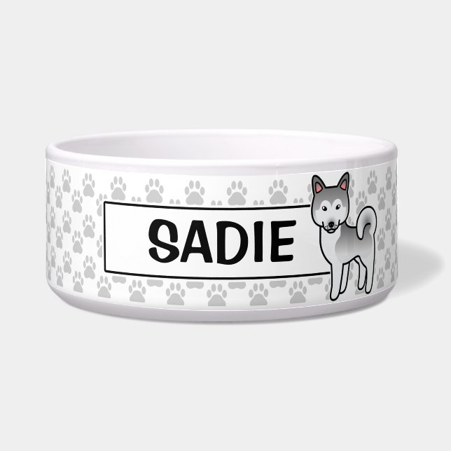 Écuelle Illustration de chien Malamute d'Alaska gris et bl (Devant)