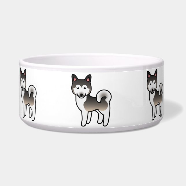 Écuelle Illustration de chien Malamute d'Alaska gris loup (Devant)