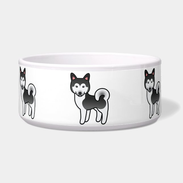 Écuelle Illustration de chien Malamute d'Alaska noir et bl (Devant)