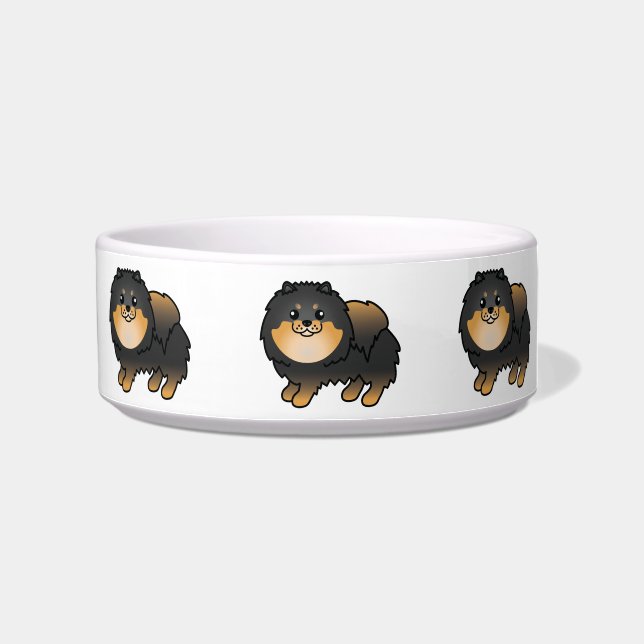 Écuelle Illustration de chien Poméranie noir et feu (Droite)