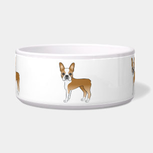 Écuelle Illustration d'un chien Boston Terrier fauve et bl