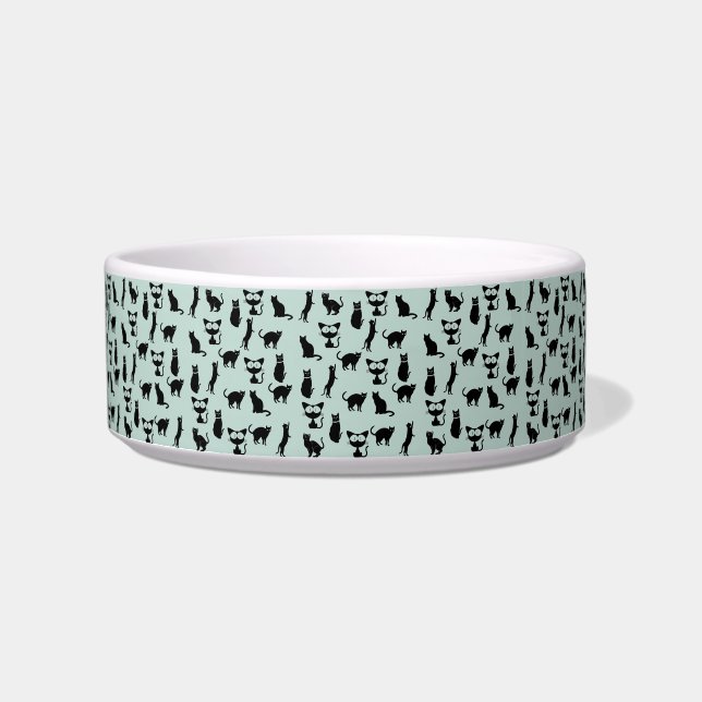 Écuelle Illustrations de chat noir pour animal de compagni (Devant)