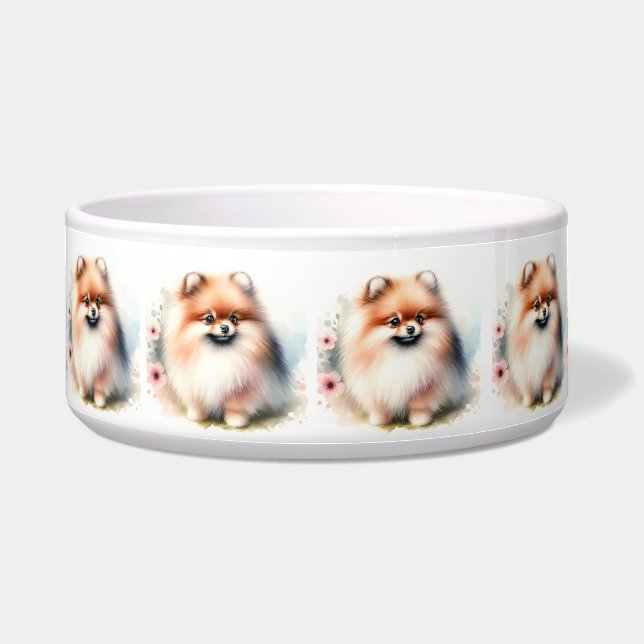Écuelle Image d'aquarelle mignonne Pomeranian (Devant)