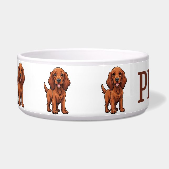 Écuelle Irish Setter mignon Personnaliser (Gauche)