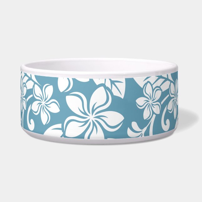 Écuelle ISLAND PLUMERIA (SLATE BLUE) Ceramic Pet Bowl (Devant)