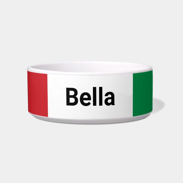Écuelle Italy Flag and Pet Name Green White and Red Pet (Devant)