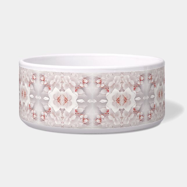 Écuelle Ivory Blush rose Floral céramique Bowl pour animau (Devant)