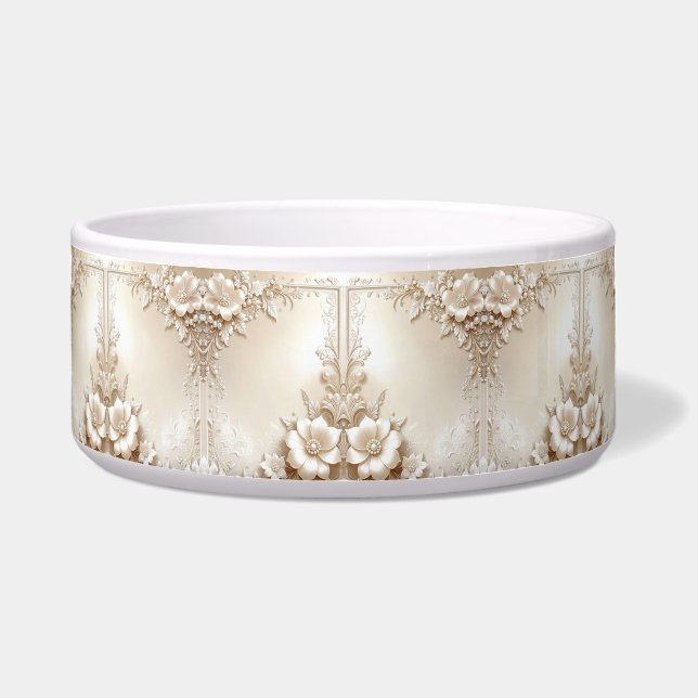 Écuelle Ivory Flowers Ceramic Pet Bowl (Devant)