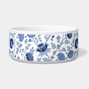 Écuelle Jacobean floral blues sur blanc
