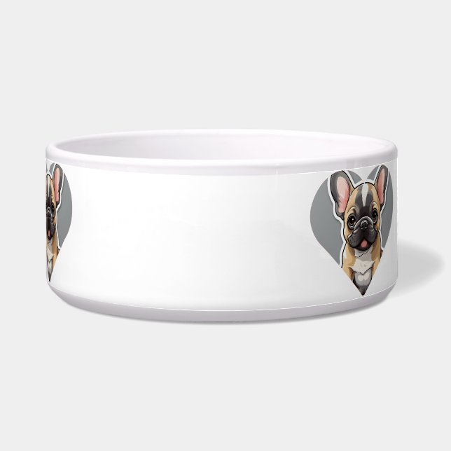 Écuelle J'ADORE BULLDOGS FRANÇAIS jolie caricature chiot d (Devant)