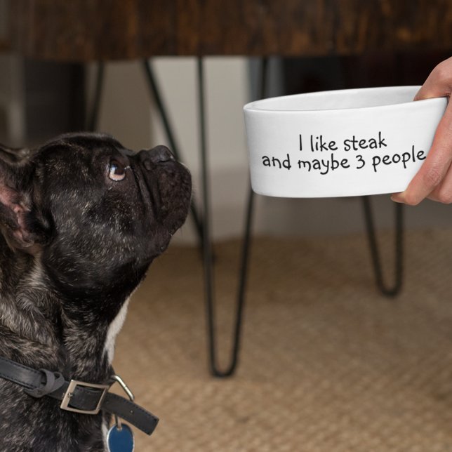 Écuelle J'aime le steak humour drôle animal de compagnie (Créateur téléchargé)
