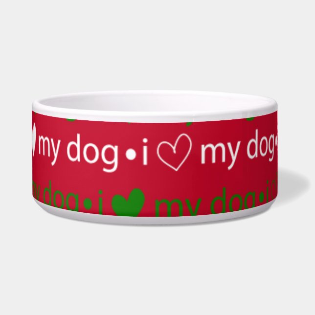 Écuelle J'aime mon bol de chien Noël (Devant)