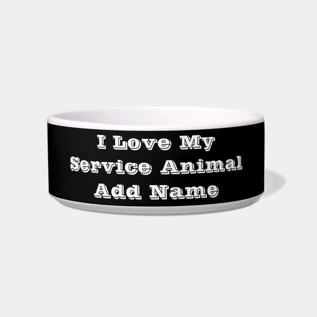 Écuelle J'aime Mon Service Animal Ajouter Nom (Devant)