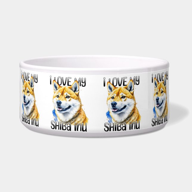 Écuelle J'Aime Mon Shiba Inu | Propriétaire de chien (Devant)
