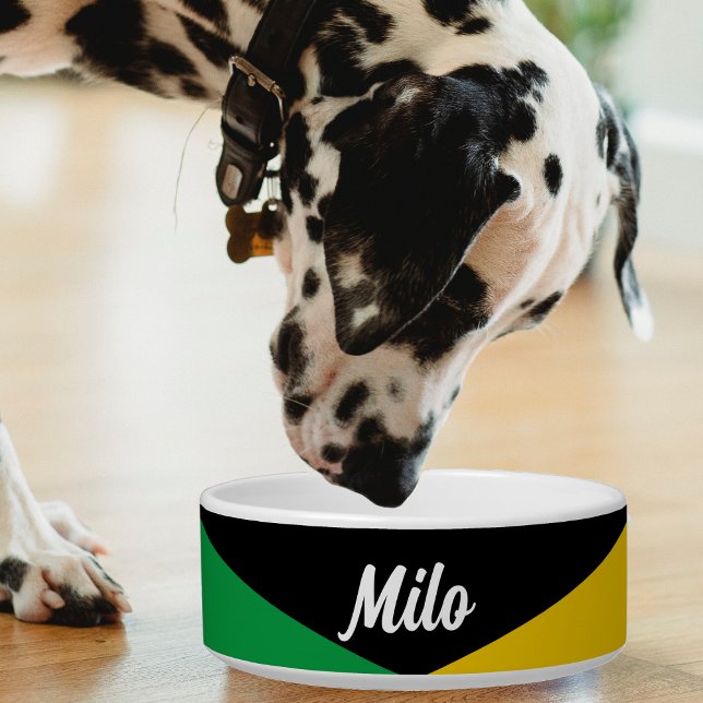 Écuelle Jamaïque Couleurs Vert Noir & Or Jamaïcain (Jamaica Jamaican flag colors pet bowl)