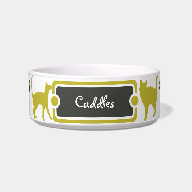 Écuelle Jaune et foncé Empreinte de patte Kitty Chat Pet B (Devant)