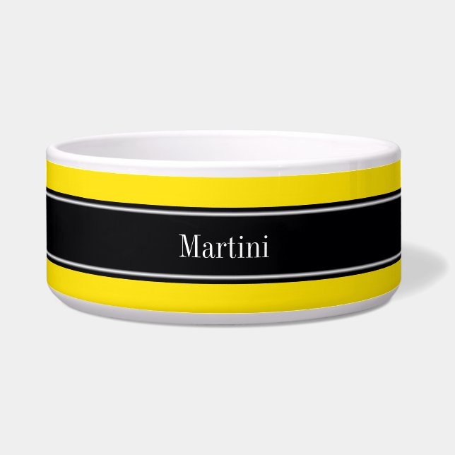 Écuelle Jaune, Monogramme de nom Ruban Noir (Devant)