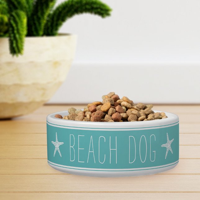 Écuelle Joli chien de plage turquoise et blanc (Créateur téléchargé)