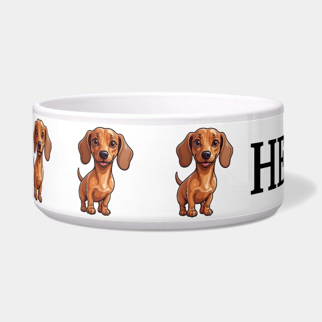 Écuelle Joli Dachshund Personnaliser (Gauche)
