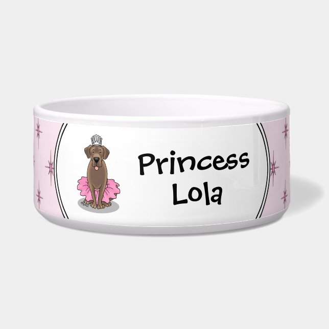 Écuelle Joli Labrador Retriever Chocolat Princesse de Ball (Devant)