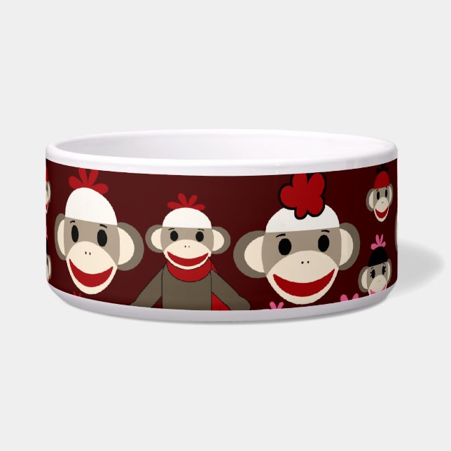Écuelle Joli Motif de collage de singes rouges et roses (Devant)
