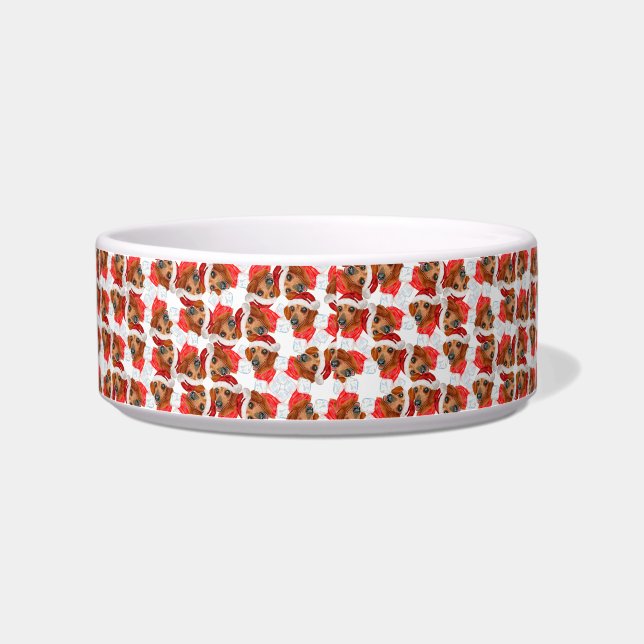 Écuelle Joli nom de Dachshund rouge motif de Noël (Gauche)