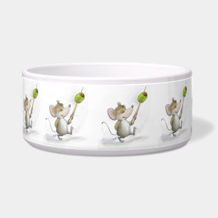 Écuelle Joyeuse souris Moe avec la cuvette olive d'animal