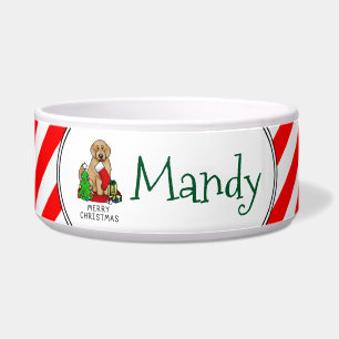 Écuelle Joyeux Noël 2 Goldendoodle (rouge doré) mignonne