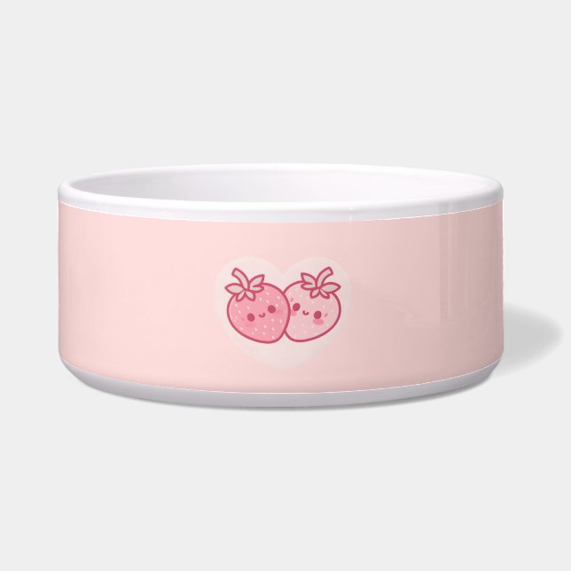 Écuelle Kawaii Valentines roses Fraises (Devant)